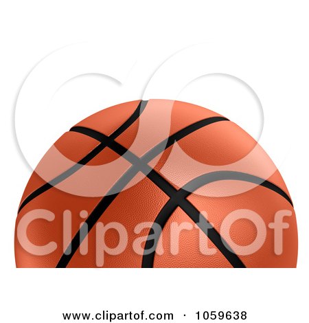 Royalty-Free CGI Clip Art Illustration of a 3d Basketball With Black Lines Over White by stockillustrations
