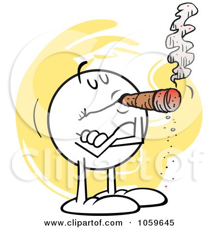 Royalty-Free Vector Clip Art Illustration of a Smug Moodie Character Smoking A Cigar by Johnny Sajem