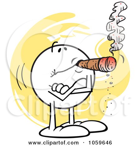 Royalty-Free Vector Clip Art Illustration of a Relaxed Moodie Character Smoking A Cigar by Johnny Sajem