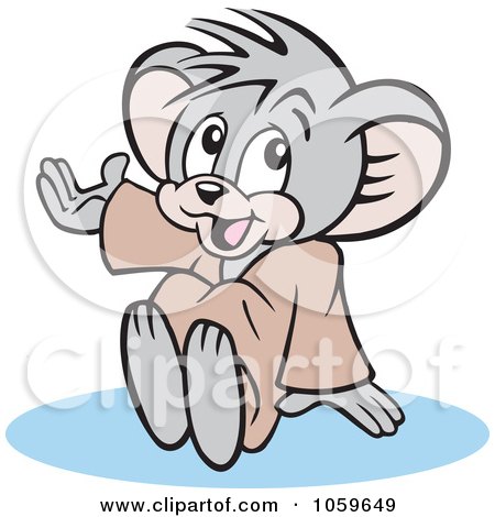 Royalty-Free Vector Clip Art Illustration of a Micah Mouse Sitting And Presenting by Johnny Sajem