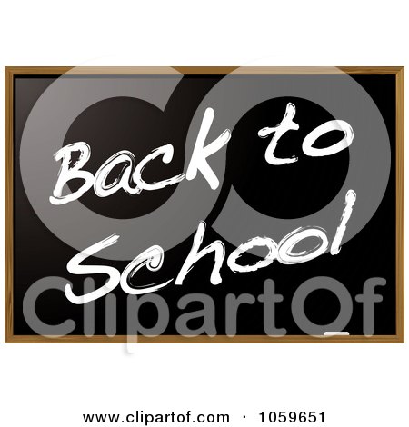 Royalty-Free Vector Clip Art Illustration of a Black Chalkboard With Back To School Text by michaeltravers