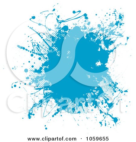 Royalty-Free Vector Clip Art Illustration of a Blue Ink Ink Grunge Splat by michaeltravers