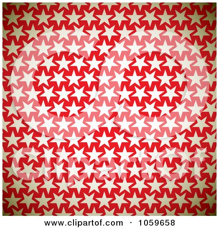 Royalty-Free Vector Clip Art Illustration of a Background Of Beige Stars On Red by michaeltravers