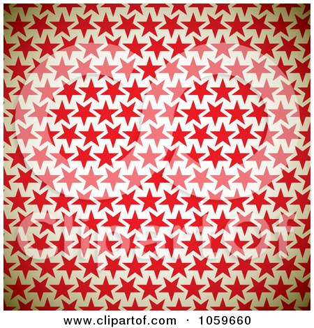 Royalty-Free Vector Clip Art Illustration of a Background Of Red Stars On Beige by michaeltravers