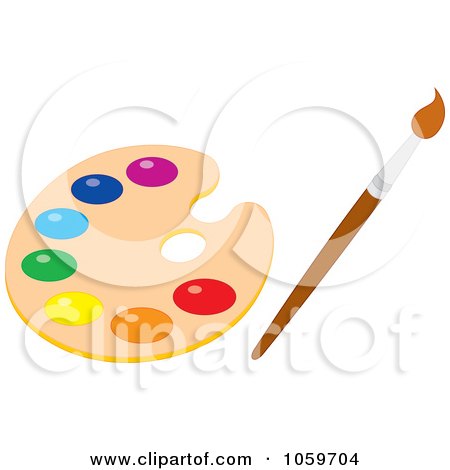 Royalty-Free Vector Clip Art Illustration of a Paintbrush And A Palette by Alex Bannykh