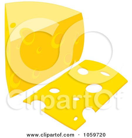 Royalty-Free Vector Clip Art Illustration of a Slice And Wedge Of Cheese by Alex Bannykh