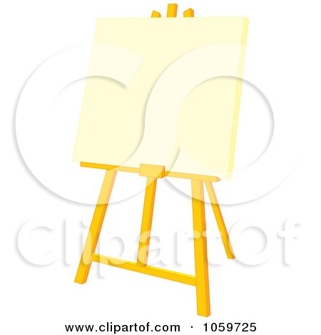 Royalty-Free Vector Clip Art Illustration of a Blank Canvas On An Easel by Alex Bannykh