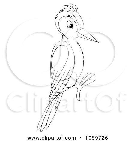 Royalty-Free Clip Art Illustration of a Coloring Page Outline Of A Woodpecker by Alex Bannykh