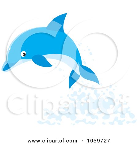 Royalty-Free Vector Clip Art Illustration of a Leaping Dolphin And Water Splashing by Alex Bannykh