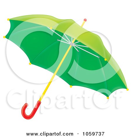 Royalty-Free Clip Art Illustration of an Airbrushed Green Umbrella by Alex Bannykh