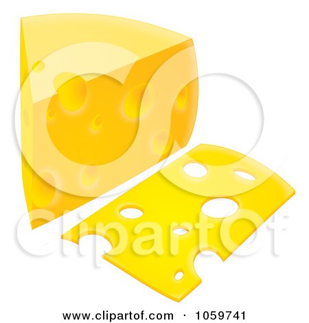 Royalty-Free Clip Art Illustration of an Airbrushed Slice And Wedge Of Cheese by Alex Bannykh