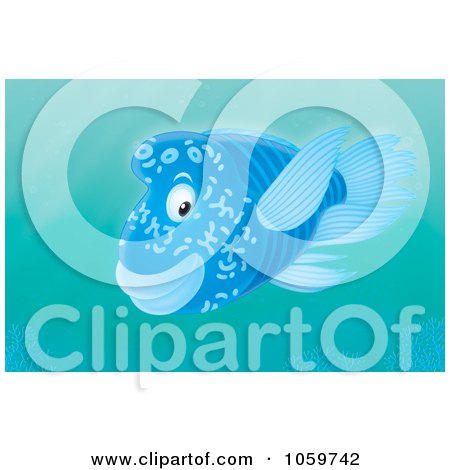 Royalty-Free Clip Art Illustration of a Blue Marine Fish In The Ocean by Alex Bannykh