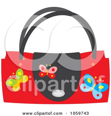 Royalty-Free Vector Clip Art Illustration of a Red Butterfly Purse by Alex Bannykh