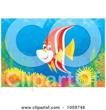 Royalty-Free Clip Art Illustration of a Reef And Marine Fish by Alex Bannykh