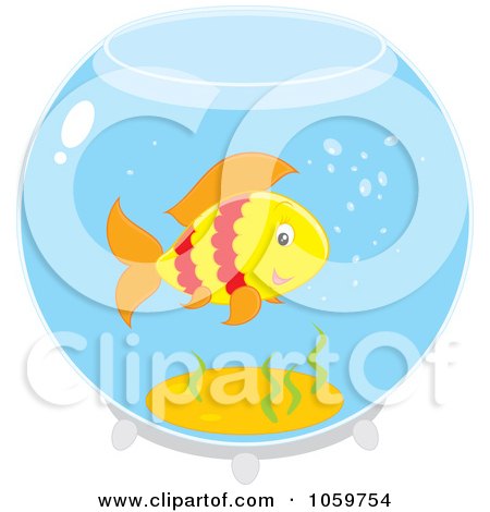 Royalty-Free Vector Clip Art Illustration of a Happy Pet Fish In A Bowl by Alex Bannykh