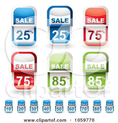 Royalty-Free Vector Clip Art Illustration of a Digital Collage Of Discount Sales Tags by michaeltravers