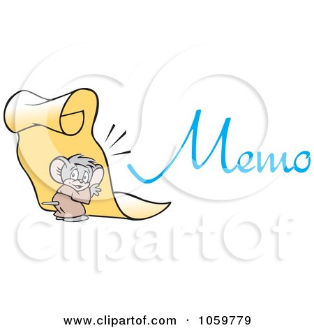 Royalty-Free Vector Clip Art Illustration of a Micah Mouse Holding Up A Memo by Johnny Sajem