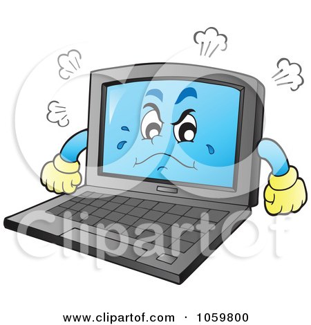 Royalty-Free Vector Clip Art Illustration of a Mad Laptop Character by visekart