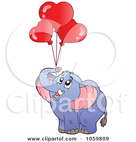 Royalty-Free Vector Clip Art Illustration of an Elephant With Valentine Balloons by visekart
