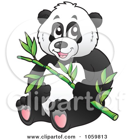 Royalty-Free Vector Clip Art Illustration of a Panda Bear Holding Bamboo by visekart