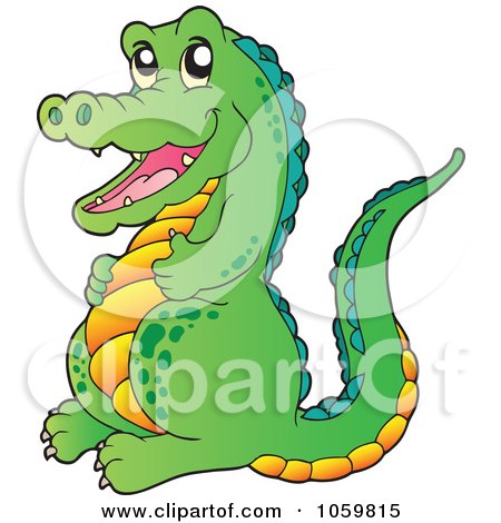 Royalty-Free Vector Clip Art Illustration of a Happy Crocodile by visekart
