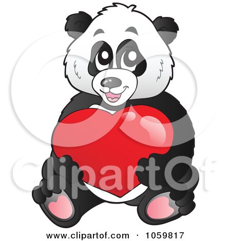 Royalty-Free Vector Clip Art Illustration of a Panda Bear Holding A Heart by visekart