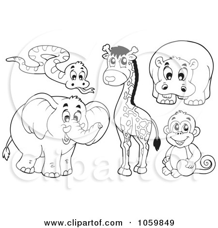 Royalty-Free Vector Clip Art Illustration of a Digital Collage Of Outlined African Animals by visekart