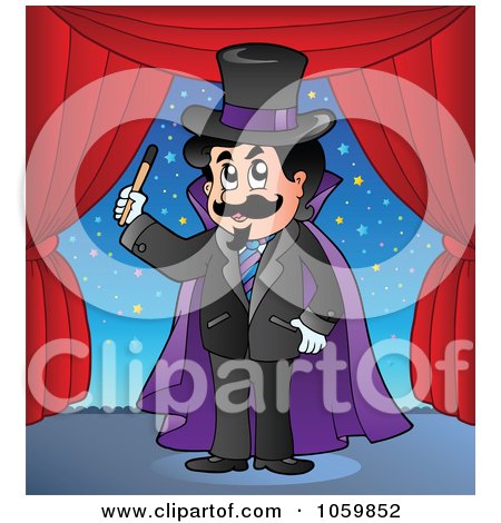 Royalty-Free Vector Clip Art Illustration of a Magician On Stage by visekart