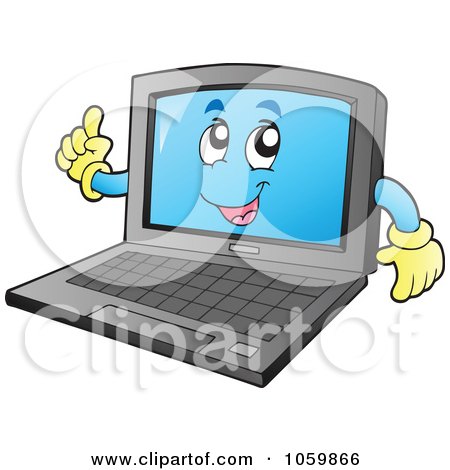 Royalty-Free Vector Clip Art Illustration of a Smart Laptop Character by visekart