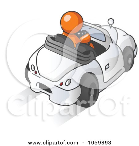 Royalty-Free Vector Clip Art Illustration of an Orange Man Driving A Convertible Car by Leo Blanchette