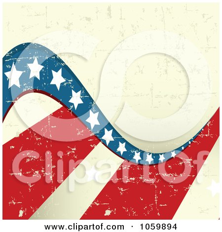 Royalty-Free Vector Clip Art Illustration of a Grungy American Stars And Stripes Background - 3 by Pushkin