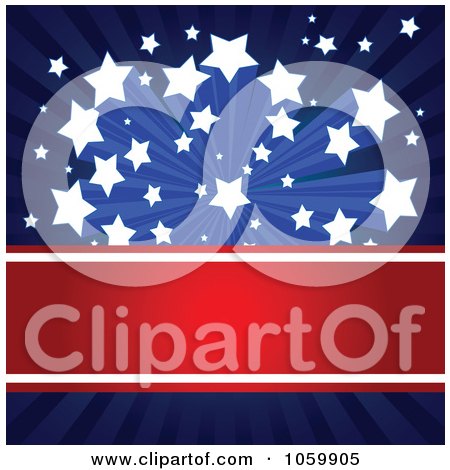 Royalty-Free Vector Clip Art Illustration of an American Star Burst And Banner Background by Pushkin