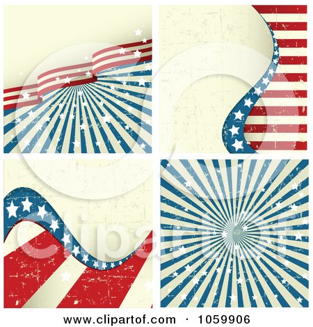 Royalty-Free Vector Clip Art Illustration of a Digital Collage Of Grungy American Stars And Stripes Backgrounds by Pushkin