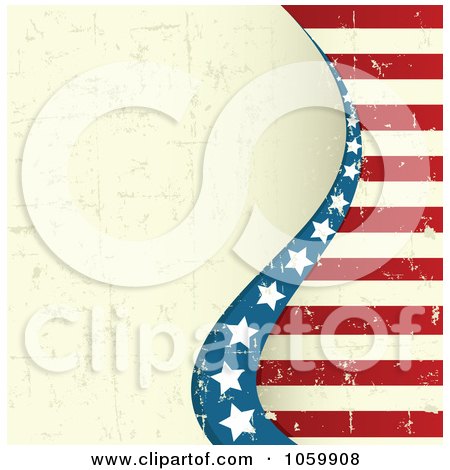 Royalty-Free Vector Clip Art Illustration of a Grungy American Stars And Stripes Background - 2 by Pushkin
