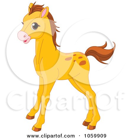 Royalty-Free Vector Clip Art Illustration of a Cute Yellow Pony With Brown Freckles by Pushkin
