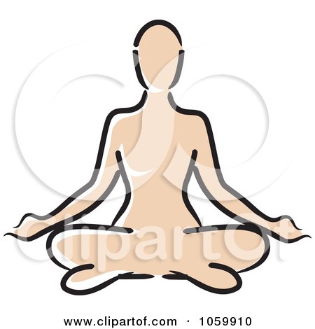 Royalty-Free Vector Clip Art Illustration of an Outlined Caucasian Woman Meditating by Rosie Piter