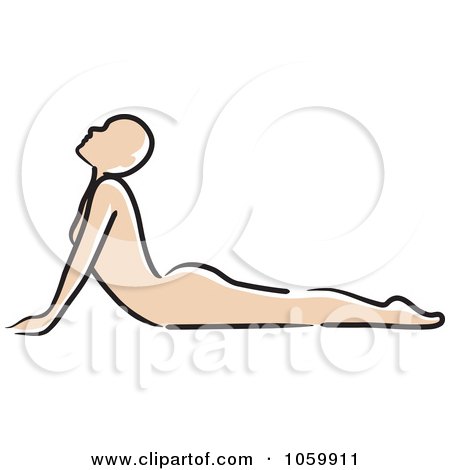 Royalty-Free Vector Clip Art Illustration of an Outlined Caucasian Woman In The Cobra Yoga Position by Rosie Piter