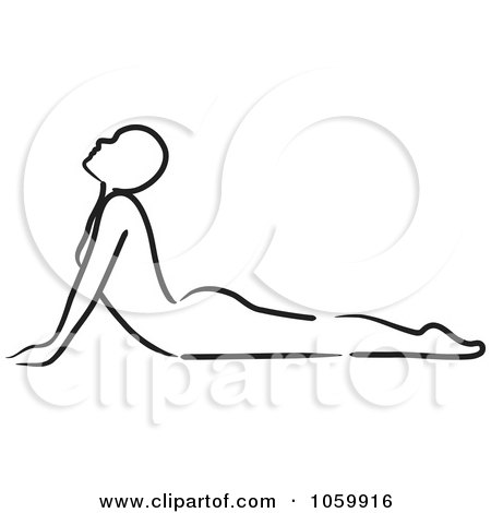 Royalty-Free Vector Clip Art Illustration of an Outlined Woman In The Cobra Yoga Position by Rosie Piter
