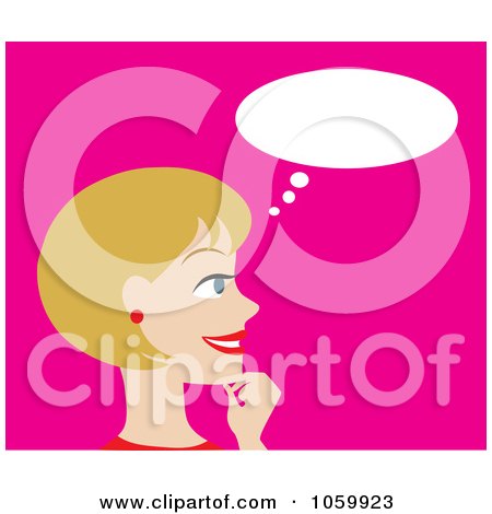 Royalty-Free Vector Clip Art Illustration of a Blond Woman In Thought by Rosie Piter