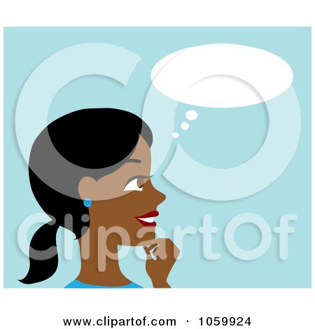 Royalty-Free Vector Clip Art Illustration of a Black Woman In Thought by Rosie Piter