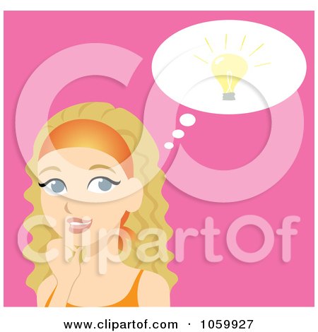 Royalty-Free Vector Clip Art Illustration of a Blond Woman Thinking by Rosie Piter
