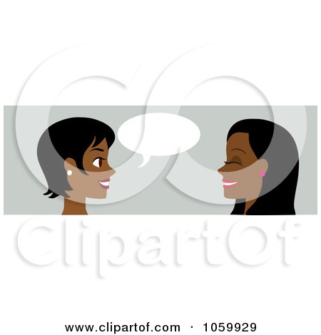 Royalty-Free Vector Clip Art Illustration of a Banner Of Two Black Women Talking by Rosie Piter