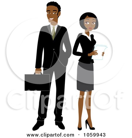 Royalty-Free Vector Clip Art Illustration of a Black Business Man And Woman by Rosie Piter