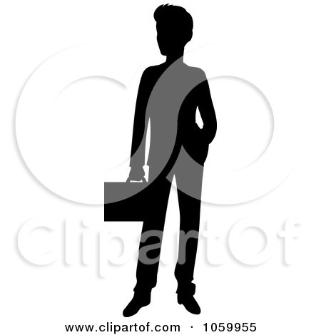 Royalty-Free Vector Clip Art Illustration of a Black Silhouetted Businessman by Rosie Piter
