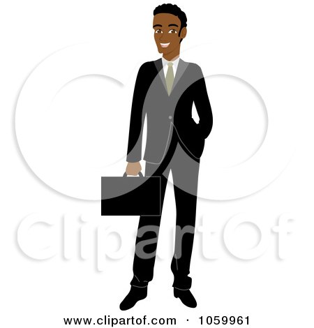 Royalty-Free Vector Clip Art Illustration of a Professional Black Businessman In A Black Suit by Rosie Piter