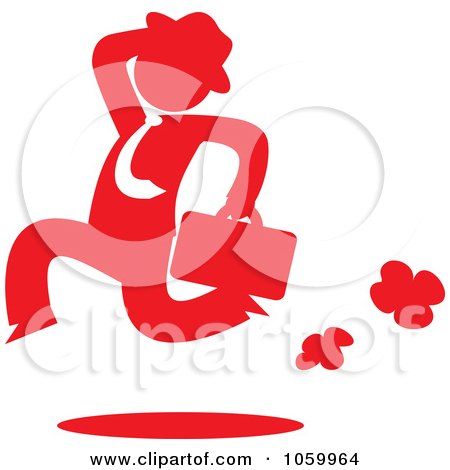 Royalty-Free Vector Clip Art Illustration of a Red Silhouetted Businessman Running by Rosie Piter