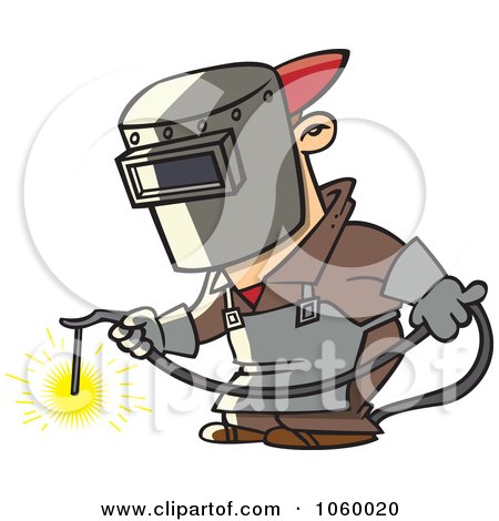 Royalty-Free Vector Clip Art Illustration of a Cartoon Welder At Work by toonaday