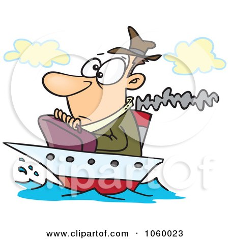 Royalty-Free Vector Clip Art Illustration of a Cartoon Man On A Tiny Ship by toonaday