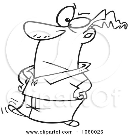 Royalty-Free Vector Clip Art Illustration of a Cartoon Black And White Outline Design Of An Impatient Man Tapping His Foot by toonaday