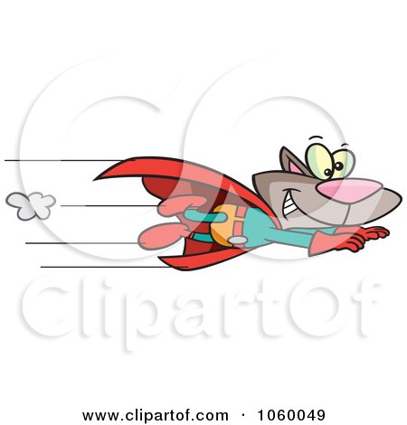 Royalty-Free Vector Clip Art Illustration of a Cartoon Super Cat Flying by toonaday